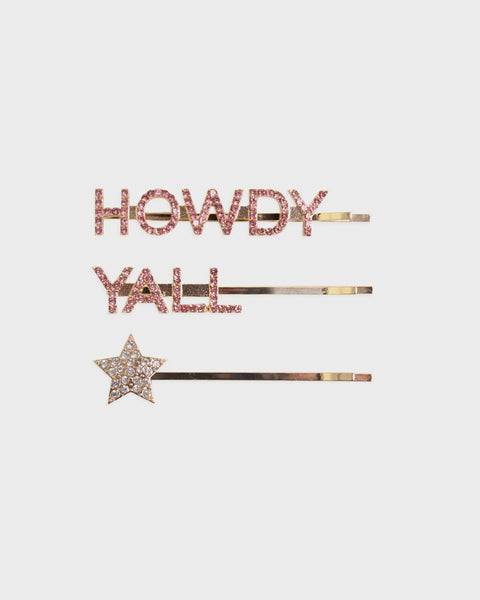 Howdy Y'all - 3 Pack Rhinestone Bobby Pins