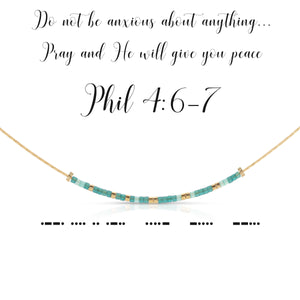 Philippians 4:6-7 {Do not be anxious about anything...} Morse Code Necklace
