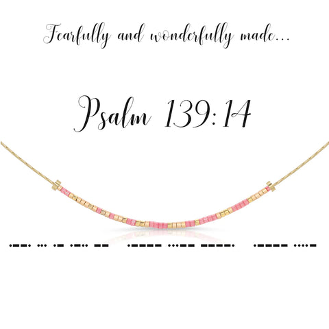 Psalms 139:14 {Fearfully and Wonderfully Made} Morse Code Necklace