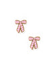 Conley Pink Bow Gold Flat Back Screwback Stud Earrings