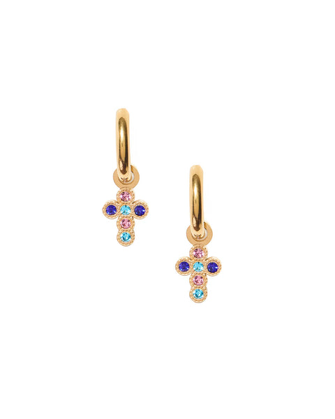 Esther Cross Huggie Hoop Earrings