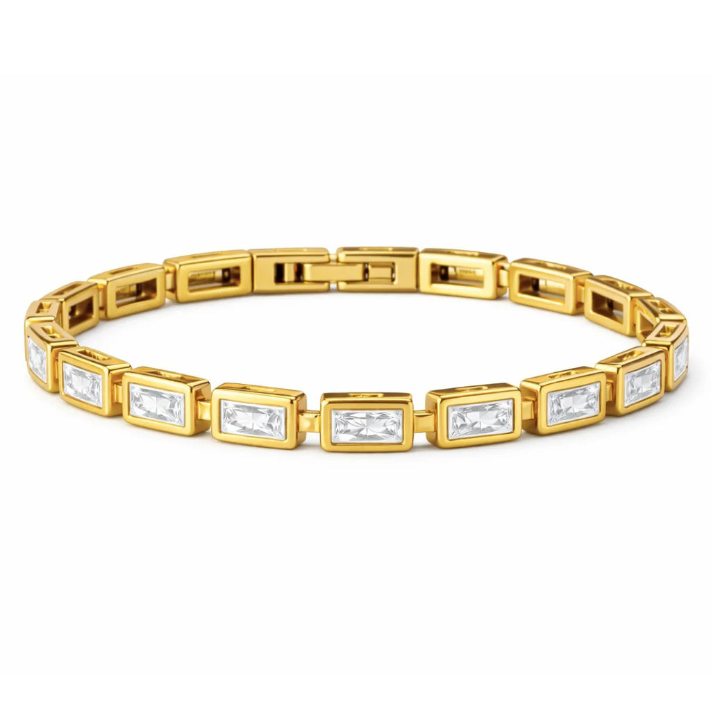 Monroe Baguette Bezel Tennis Bracelet in Gold