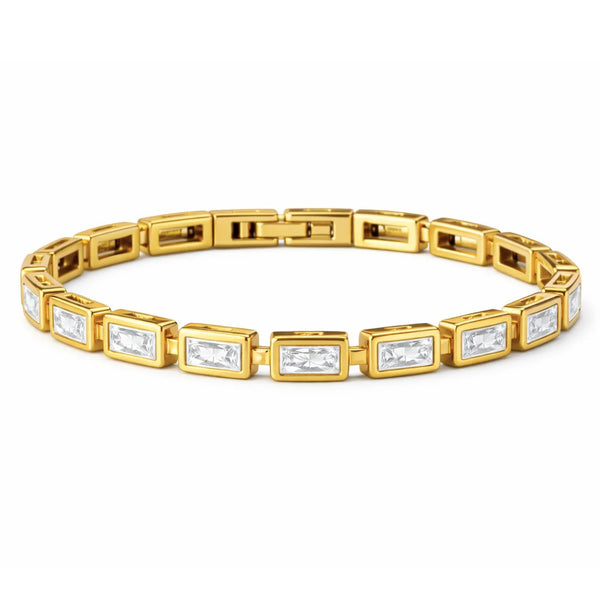 Monroe Baguette Bezel Tennis Bracelet in Gold