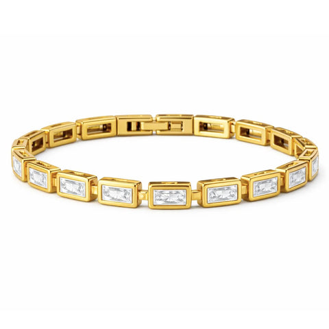 Monroe Baguette Bezel Tennis Bracelet in Gold