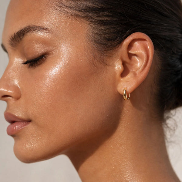 Corinne Elongated Dome Huggie Hoop Earring