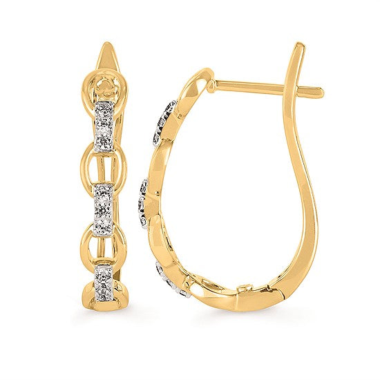 Diamond Link Hoop Earrings