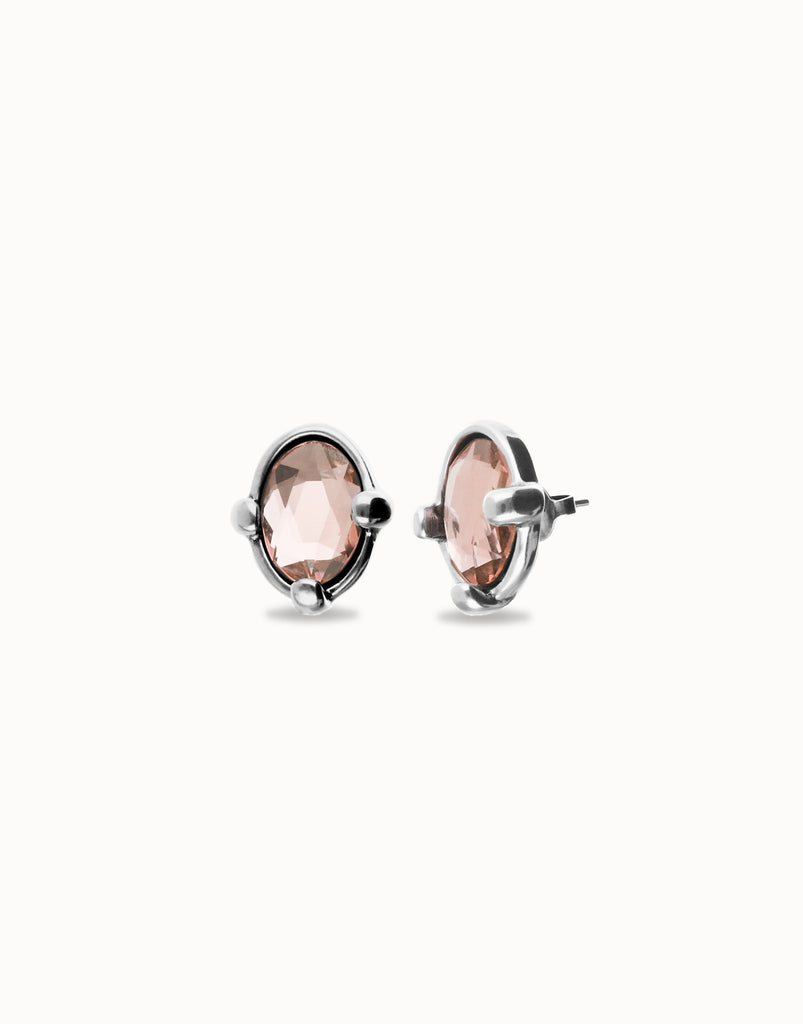 Stud Earrings with Oval Faceted Crystal