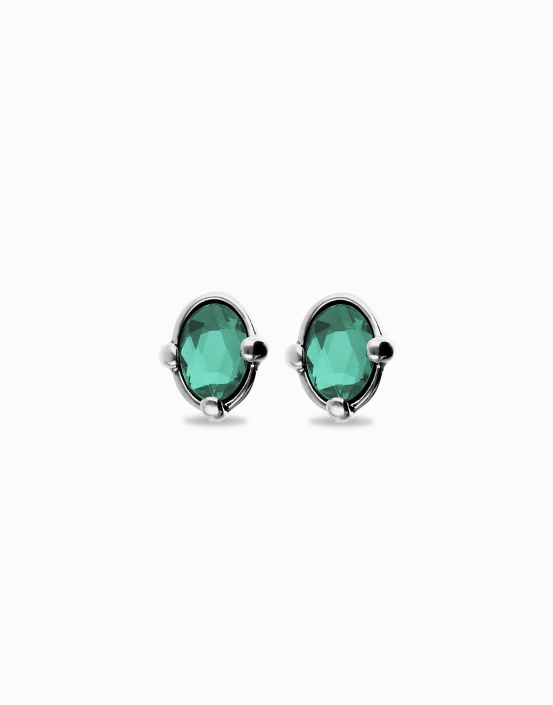Stud Earrings with Oval Faceted Crystal