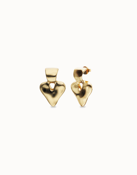 Chunky Gold Heart Earrings - Beat Collection