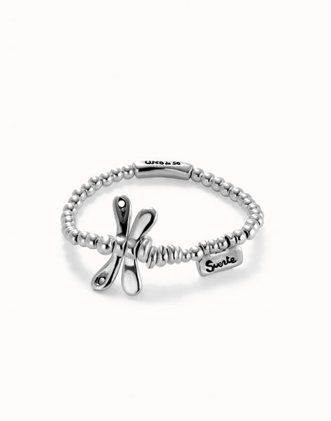 Elastic bracelet with Sterling Silver-Plated Dragonfly