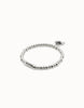 Beaded Stretch Bracelet with Heart & Crystal - Silver