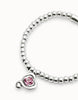 Beaded Stretch Bracelet with Heart & Crystal - Silver