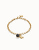 Gold Heart Bracelet with Black Murano Glass Charm