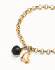 Gold Heart Bracelet with Black Murano Glass Charm