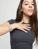 Triple Strand Silver Bead & Leather Bracelet