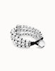Triple Strand Silver Bead & Leather Bracelet