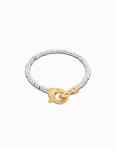 Beaded Bracelet with Carabiner Clasp - Two-Tone