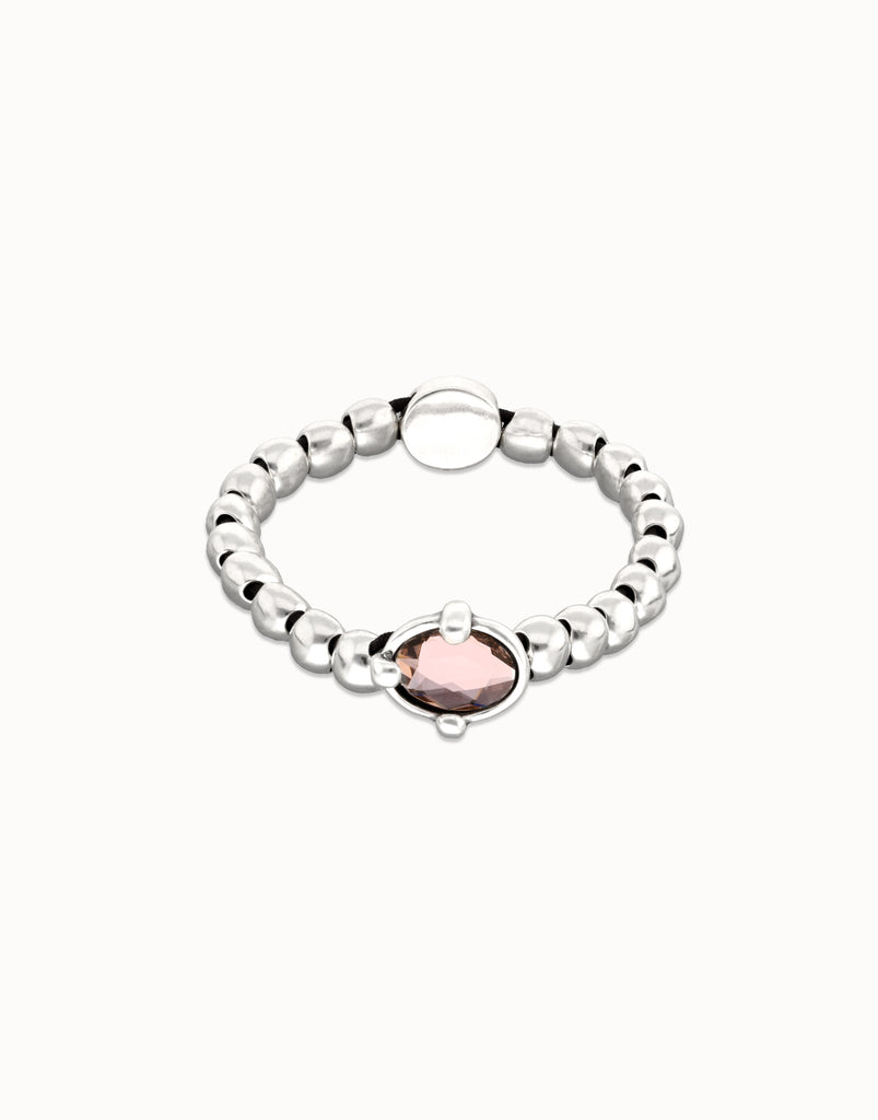 Beaded bracelet with oval faceted crystal