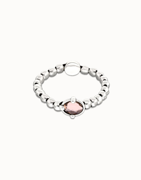 Beaded bracelet with oval faceted crystal