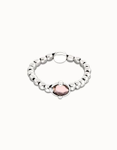 Beaded bracelet with oval faceted crystal