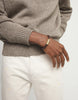 Mens Brown Braided Leather Gold Bracelet - Roots Collection