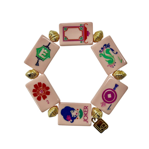 Mahjong Bracelet - Pink + Gold