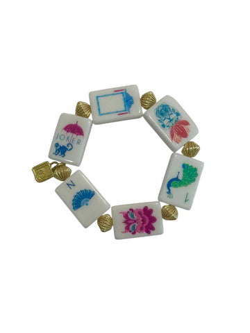 Mahjong Bracelet - Blanc + Gold