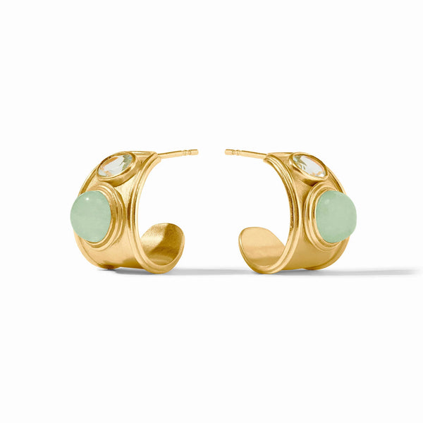 Portofino Stone Hoop in Gold - Aqua Jade