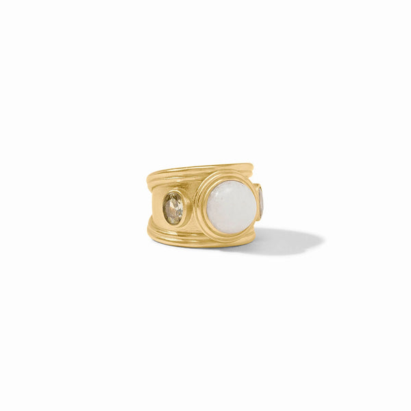Portofino Gold Stone Ring in White Jade