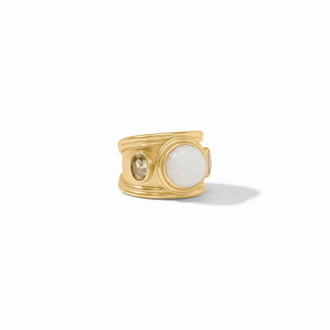 Portofino Gold Stone Ring in White Jade