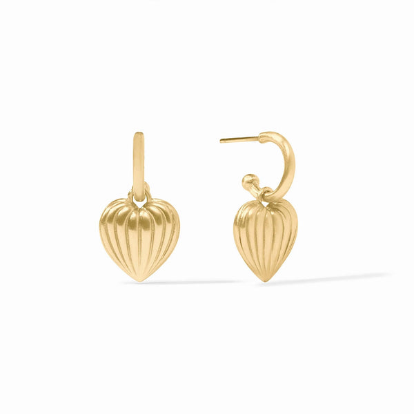 Puffy Heart Hoop & Charm Earrings