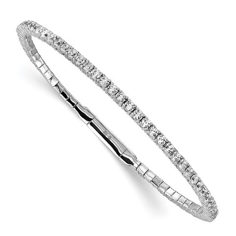 Flexible Sterling Silver CZ Bangle