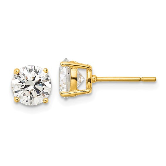 Gold Plated CZ Round Stud Earrings