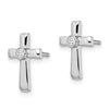 Sterling Silver Polished Cross Stud Earrings with CZ Center