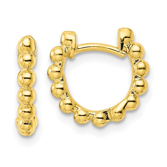 Gold Plated Beaded Huggie Hoop Earrings