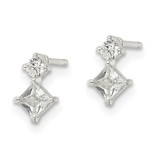 Two Stone Mini CZ Stud Earrings