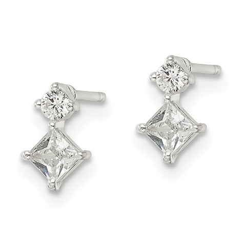 Two Stone Mini CZ Stud Earrings