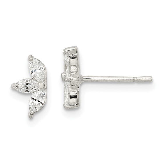 Marquis Trio Flower CZ Stud Earrings