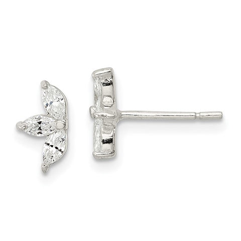Marquis Trio Flower CZ Stud Earrings