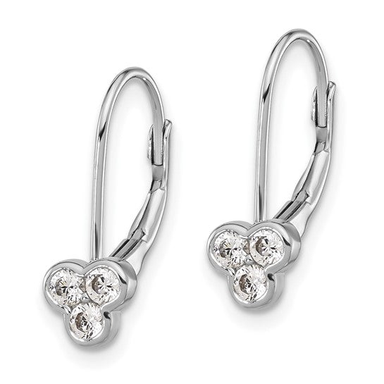 Sterling Silver CZ Trio Leverback Earrings