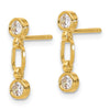 Gold Plated CZ Bezel Paperclip Drop Earrings