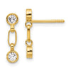 Gold Plated CZ Bezel Paperclip Drop Earrings