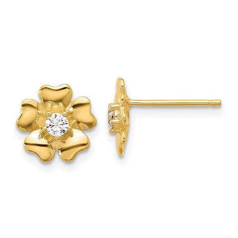 Flower CZ Stud Earrings