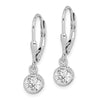 Sterling Silver Rhodium Plated Polished Round 5mm CZ Leverback Earrings