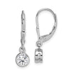 Sterling Silver Rhodium Plated Polished Round 5mm CZ Leverback Earrings