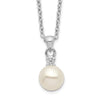 Button Pearl & CZ Necklace