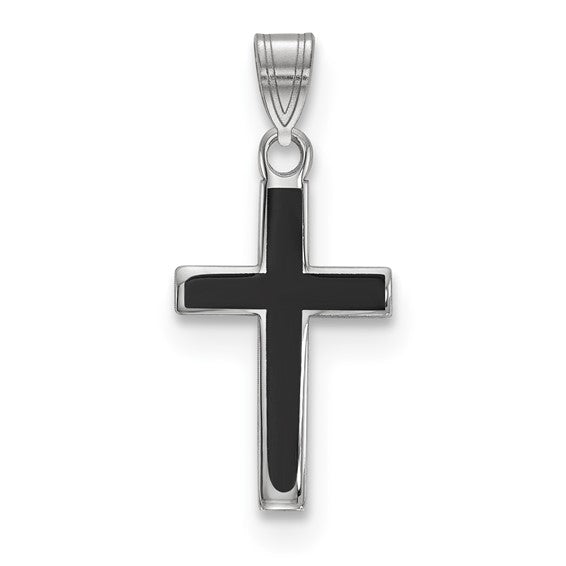 Sterling Silver Black Enamel Cross Charm