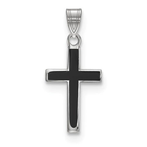 Sterling Silver Black Enamel Cross Charm