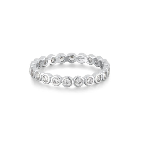 Silver Bezel Set CZ Ring