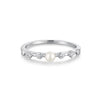 Freshwater Pearl & White CZ Bezel Set Ring